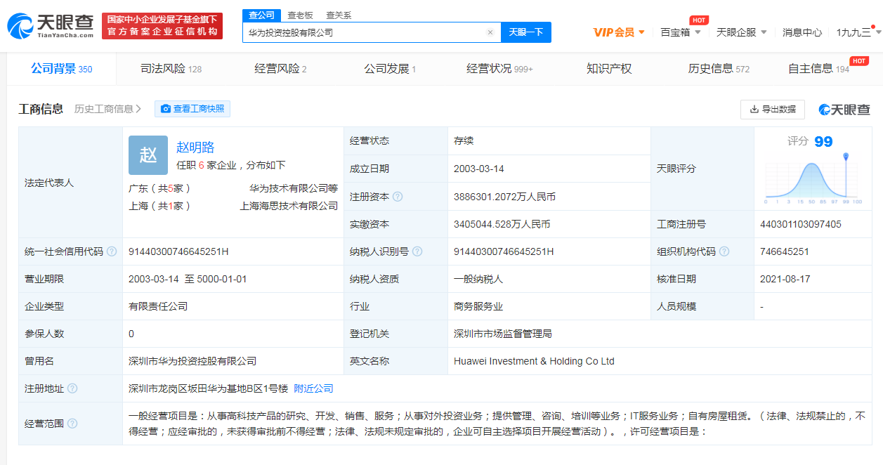 华为投资控股有限公司注册资本增至约388.63亿人民币，商标布局是企业的重中之重！