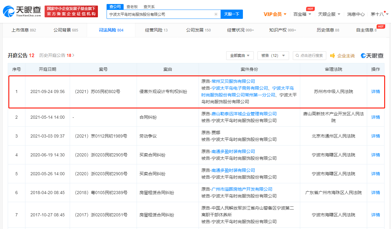 太平鸟正因外观设计专利纠纷被诉，外观专利相似度达到多少属于侵权？