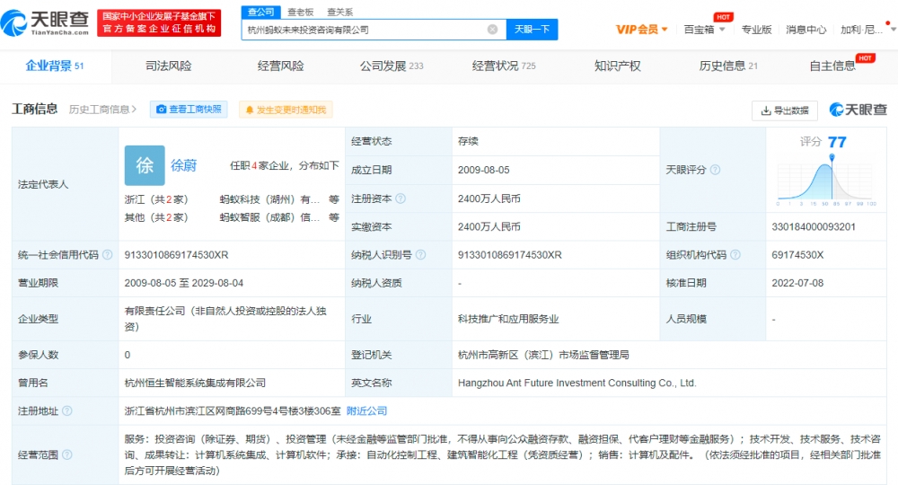 蚂蚁未来投资咨询公司法定代表人变更，法人变更商标需要变更吗？